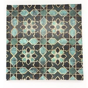Mini Green Moroccan Print Canvas Wall Art 8” x 8”